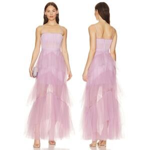 BCBGMAXAZRIA Corset Tulle Gown Maxi Tiered Formal Fairy Princess Whimsical Sz 4